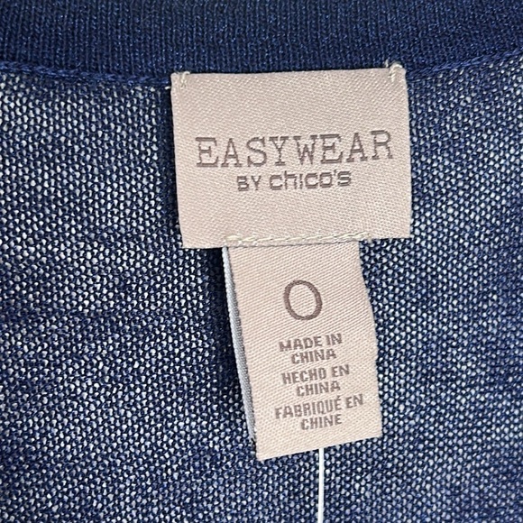 NWT CHICO’S Static Wave Kadie Cardi Jacket Midnight Blue White Size 0 Small - Picture 7 of 14